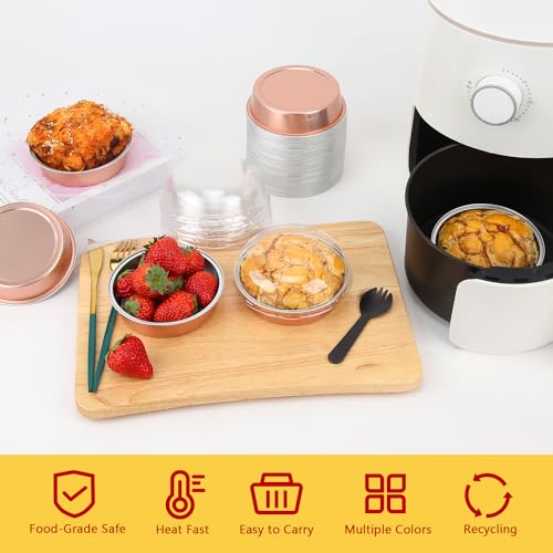 LNYZQUS 8oz Mini Pie Tins with Lids 50 Pack, 4 Inch Individual Cake Pans - color: Champagne