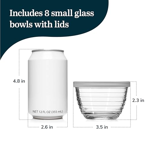 Libbey Baker's Basics 8-Piece Small Glass Bowls with Plastic Lids - color: Small Bowls/w Lids 8