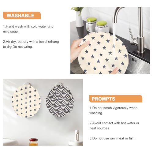 2Pcs 10inch Reusable Beeswax Elastic Bowl Covers for Bread Proofing - style: star