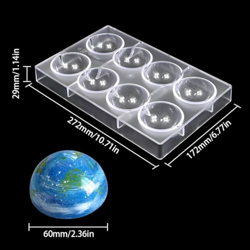 Semi-Sphere Chocolate Mold Polycarbonate Hemisphere Mold for Chocolate Making, Candy, Baking, Ice Cube, Soap 2.36inch Diameter (D_Semi-Circle) - size: D_Semi-Circle