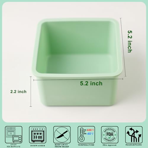 QELEG Square Pullman Loaf Pan with Lid, 2 Pack - color: 2Pcs/Green-square