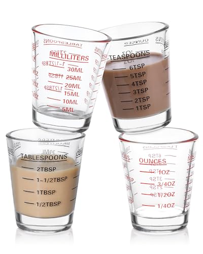Shot Glass Measuring Cup Set, 4 Pack Espresso Shot Glasses (RED&Black) - color: 4 Pack-2Red+2Black