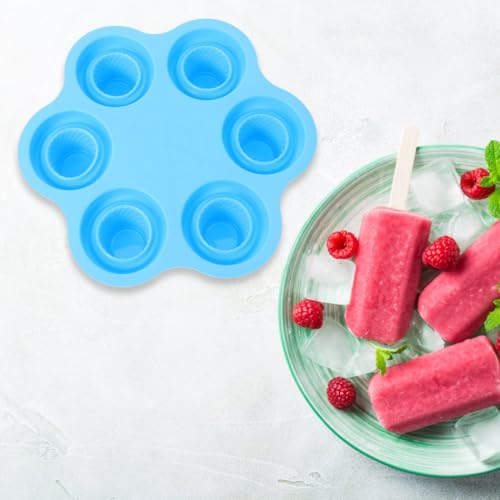 DOITOOL 6-Hole Silicone Ice Cream Mold for DIY Home Use, Blue