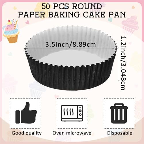 Uiifan 50 Pcs Paper Baking Cups Muffin Liners Microwave Safe,Black - color: Black