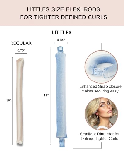 Littles Heatless Curls Overnight Rods No Heat Hair Curlers to Sleep in Foam Soft Hair Rollers for Short & Long Hair Blowout Look, Heatless Flexible Curling Rod Set with Satin Wrap for Sleeping - color: Pale Blue