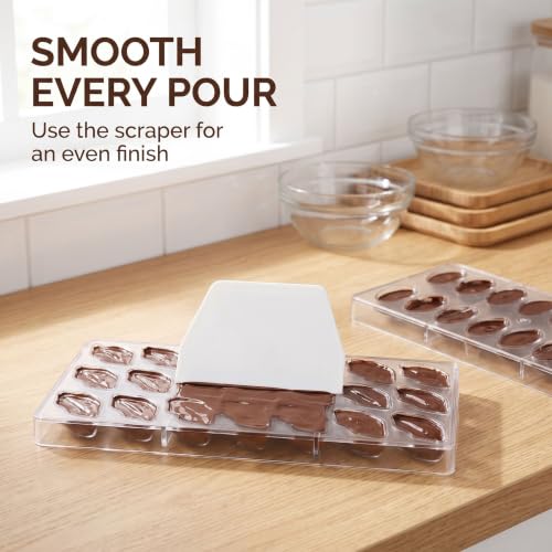 Pack of 2 Chocolate Candy Mold PC Polycarbonate Chocolate Making Mould with Scraper(Water Drop+Lip) - color: Water Drop+Lip