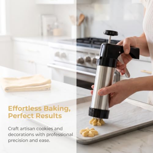 Cookie Press Set 21-Piece Stainless Steel for DIY Cookies Maker-orange - color: Orange