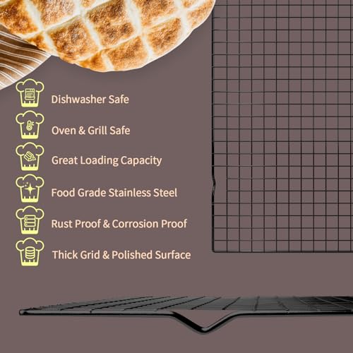 Briout Cooling Rack for Cooking and Baking, 16" x 10" Wire Rack, Black - color: Black, size: 16"x10"-1PC