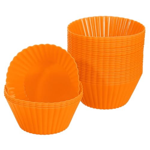 uxcell 36Pcs Silicone Cupcake Liners Non-Stick Baking Cup Orange - color: Orange, size: 3.5cm/1.4inch