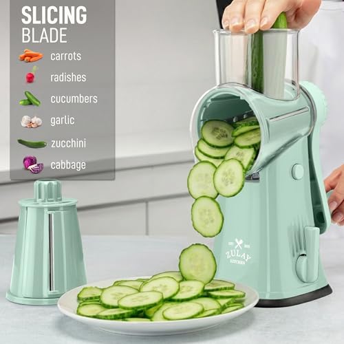Rotary Cheese Grater Hand Crank, Vegetable Shredder - Mint - color: 22 - Sea Green