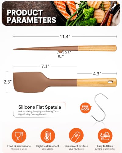 Badiano Silicone Heavy-Duty Spatula, Rubber Scraper for Nonstick Cookwares - color: Coffee