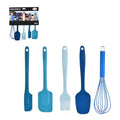 Alpine Cuisine 5-Piece Silicone Baking Tool Set Heat Resistant Spatulas and Whisk Tonal Blue