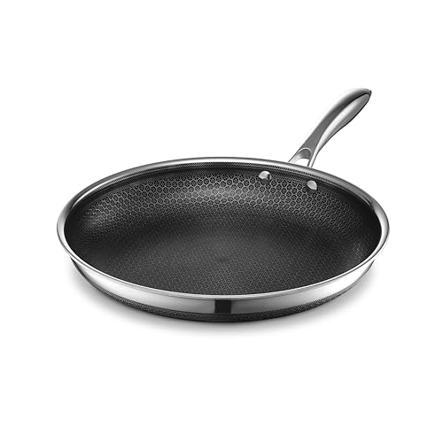HexClad 12" Hybrid Nonstick Frying Pan, Dishwasher & Induction Safe - size: 12-inch, style: Pan