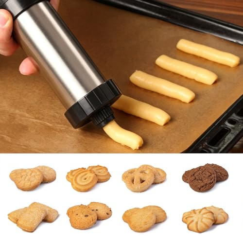 2 Sets Churro Maker Machine, Stainless Steel Cookie Press Gun Kit Churros Maker with 16 Nozzles, 19 Discs Perfect for DIY Decorating Cookies