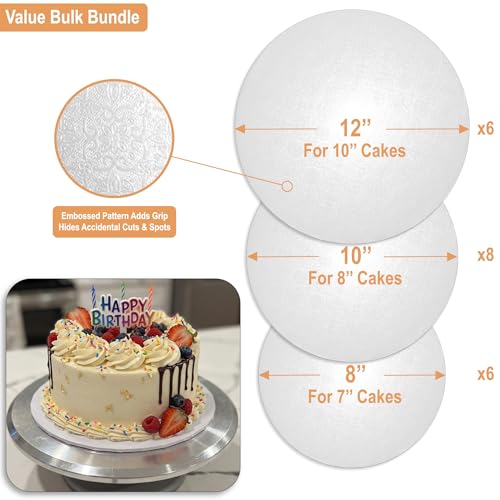 1/4" Thick Cake Drums 8, 10 & 12 Inch (3 Sizes, 20 Pack Total) Value Bundle - size: 8"+10"+12" (20 Pack)