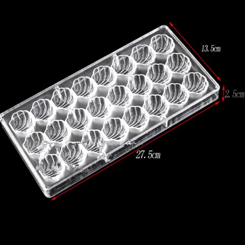 HAPYLY 24 Grid Scalloped Shell Chocolate Candy Mold PC Polycarbonate Chocolate Making Mould (Scalloped Shell)