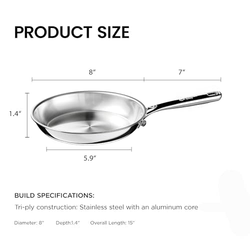 COOKER KING 8 Inch Stainless Steel Frying Pan, Small Omelette Pan - size: 8 Inch | 1-2 Servings