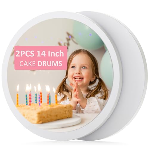 2 PCS 14-Inch Cake Drums, Sturdy Cake Boards, 1/2" Thick Cardboard Rounds for Multi-Layer Cakes, Food-Grade Cake Base - style: 14 inch, 2 PCS
