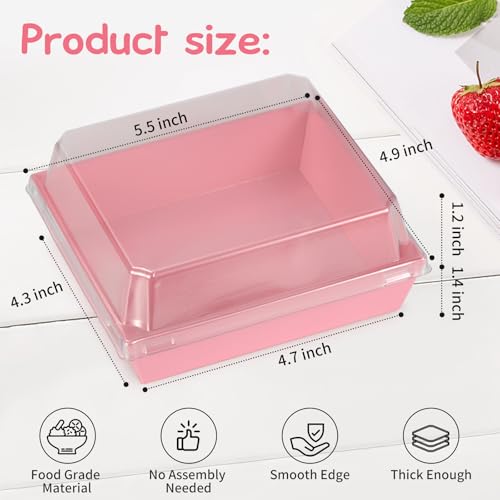 20 Pack Charcuterie Box with Lids, Pink Square Cookie Disposable Paper Food Containers to Go Bakery Boxes for Strawberries, Cake Slice, Desserts, Donuts, Valentine, Wedding, Home Use & Outdoors - color: Pink, style: 20pcs