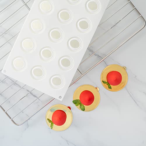 Pastry Tek 15 Cavities Strawberry Silicone Mold, 1 Oven-Ready Strawberry Mold - Flexible, Freezable, White Silicone Fruit Silicone Mold, Easy Release, For Baking - Restaurantware - size: 1 Count, style: Strawberry 15 Compartment