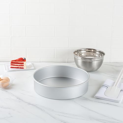 Restaurantware-Met Lux 12 x 3 Inch Straight-Sided Baking Tin, 1 Round Cake Pan - Oven-Ready, Freezable, Anodized Aluminum Round Baking Pan, Greaseproof, For Layer Birthday Cake - size: 12 x 3 inch