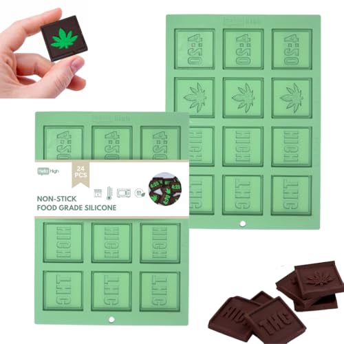 HELLO HIGH 420 Leaf Silicone Gummy & Candy Mold, 2-Pack, 24 Cavities