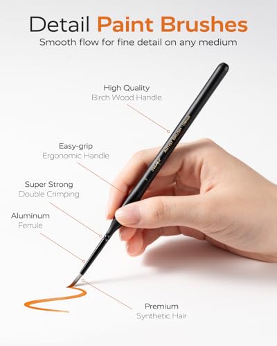10 Pcs Fine Paint Brushes for Detail, Set with Case Holder