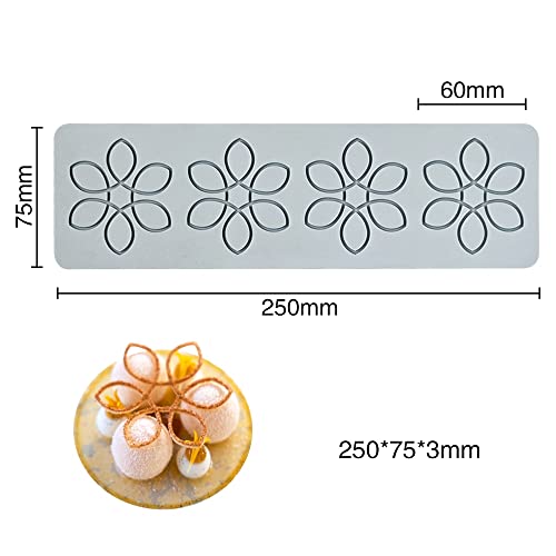 Silicone Lace Mold Hollow 3D Flower Fondant Molds Sugar Edible Cake Mat, Fondant Impression Lace Mats, Flower Pattern Lace Mat for Cake Decorating (Flower A_10x3x0.12 inch) - size: Flower A_10x3x0.12 inch