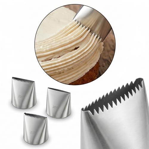 3 Pcs Frosting Piping Tips, Piping Tips for Cake Decorating, Stainless Steel Icing Pipings Nozzles, Cake Icing Nozzles Tip for Cupcakes, Cakes, Cookie and Decorating