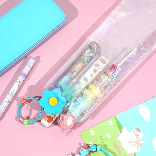 FERENLI 50 Pcs 8.07x13.98 inch Holographic Clear Cellophane Treat Bags - size: 8.07x13.98 inch (20.5x35.5 cm)