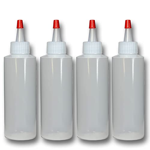 4 Pack 4 Oz Mini Squeeze Bottles - Food Grade Translucent BPA-Free LDPE w Yorker Cap for Arts, Crafts, Glue, Icing, Sauce, Condiments, Cake Decorating 120mL