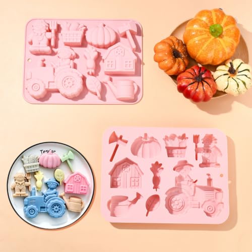 Airssory 2 pcs Farm Themed Silicone Fondant Molds Thanksgivign Themed Moulds for DIY Cake Chocolate Pudding Jelly Candy Resin Crafts Candle Home Decor - color: Silicone Fondant Molds Thanksgivign - 2 pcs