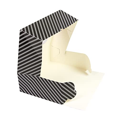 Global Sugar Art 10-Count 14x10x5 Quarter Sheet Cake Box with Window, Black - color: Black Stripe