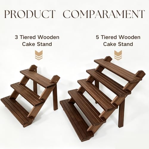 Wood Display Stand 3 Tiered Cupcake Dessert Display Snack Stepped Rack Wooden Tiered Cookie Display Table Trays Food Display Risers for Christmas Party Vendor Wedding Farmhouse Decor (3 Tier) - size: 3-Layer Cake Rack