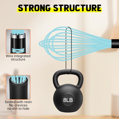 HOTEC 4Pcs Silicone Whisk Set, Wire Balloon Whisks for Cooking Egg Beater - color: Blue
