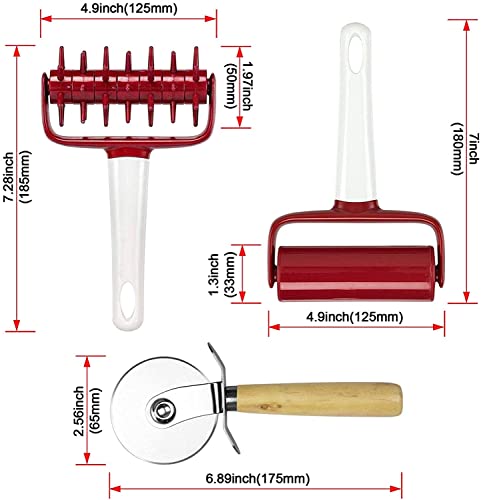 5 pcs Pizza Tool Set Includ Pastry Pizza Roller, Pizza Dough Docker that Time-Saving and Dough Scraper Cutter and Pizza Cutter Wheel and Silicagel Pastry Mat (5 pcs) - style: 5 pcs