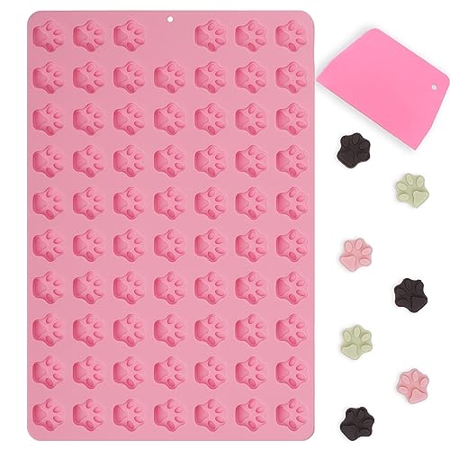 Mini Paw Print Silicone Molds, 69 Cavities - color: Paw