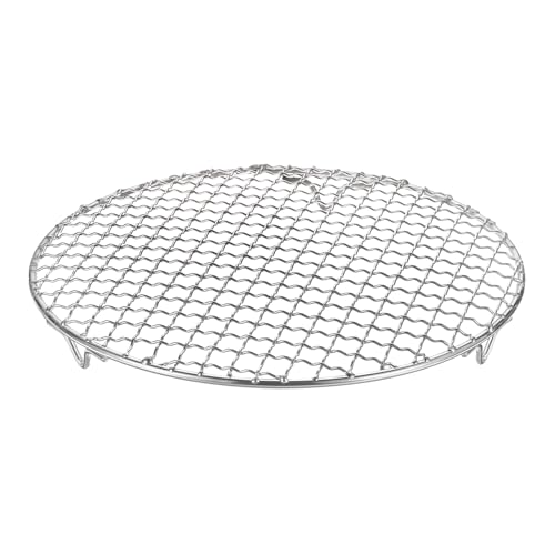 M METERXITY Cooling Rack, 9.8" Round Stainless Steel Baking Rack with 20mm Legs for BBQ/Cooking/Roasting/Grilling/Steaming/Drying, Wire Cooling Rack for Baking [Silver] - size: 9.8"