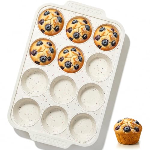 Vinino Silicone Muffin Pan with Reinforced Frame, Nonstick Cupcake Pan - size: Regular: 12-Cup x 1 Pcs