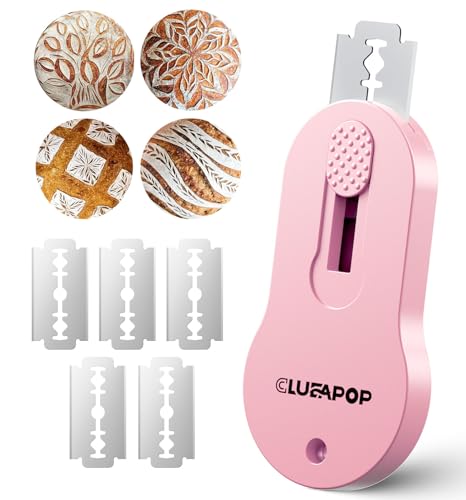 CLUEAPOP Bread Lame Dough Scoring Tool, Professional Extractable & Magnetic Sourdough Scoring Tool for Sourdough Bread Baking & Bread Making Tools,Perfect Bread Scoring Tool - color: Pink