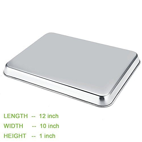 Stainless Steel Baking Pan, Large Cookie Sheet Set for Toaster Oven Tray Pans by Umite Chef, Superior Mirror Finish, Easy Clean, Dishwasher Safe, 12 x 10 x 1 inch, 3 Piece/set - size: 12 * 10 * 1 inch