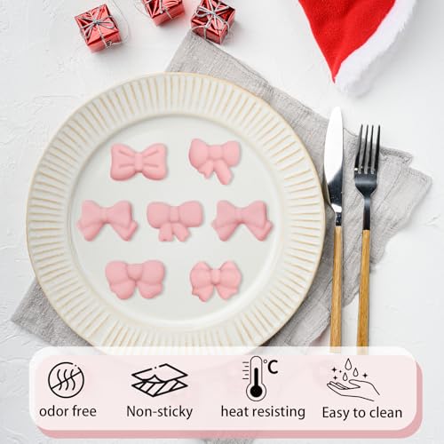 2PCS Bow Chocolate Silicone Molds, Mini Bowknot Mould Butterfly Tie Silicone Molds for Candy, Candy, Gummy, Sugar, Biscuit, Cookie, Cake Decorating, Cupcake Topper