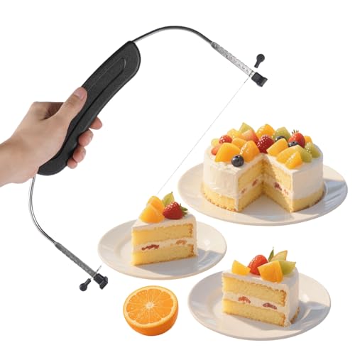 Adjustable Cake LevCake Cutter Slicer Leveler, 9 Different Height Premium Food Grade Stainless Steel Double Wires Cake Cutter/Slicer/Adjustable Cake Leveler for Leveling and Molding (black) - color: Black