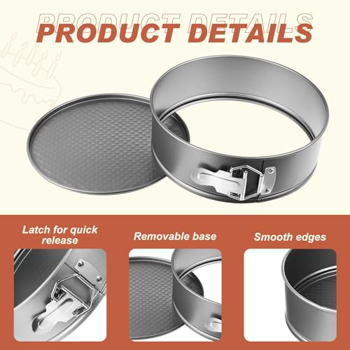 4 Pcs 8 Inch Nonstick Springform Cheesecake Pan with Removable Bottom Gray - color: Gray, size: 8 Inch