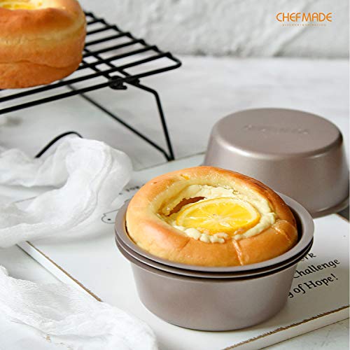 CHEFMADE Mini Cheese Cake Pan Set, 4-Inch 4Pcs Non-Stick Round Cake and Loaf Bakeware for Oven and Instant Pot Baking (Champagne Gold) - size: 04 - 4" Columnar 4Pcs