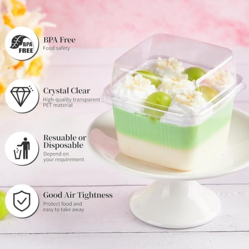 Kucoele 50 Pack 8 oz Plastic Dessert Cups with Lids and Sporks - style: 50 Pack 8oz