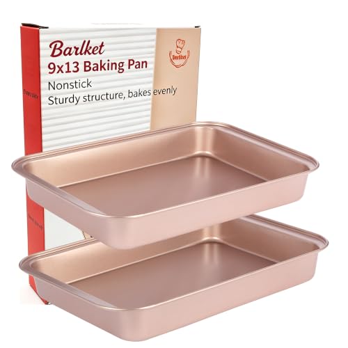 9x13 Baking Pan & Dish, 13x9 Nonstick Rectangle Cake Pan, Rose Gold