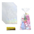 FERENLI 50 Pcs 8.07x13.98 inch Holographic Clear Cellophane Treat Bags - size: 8.07x13.98 inch (20.5x35.5 cm)