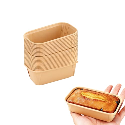 50 Pcs Mini Loaf Pan Liners Disposable Paper Baking Pans - color: Small-rectangular-50-B