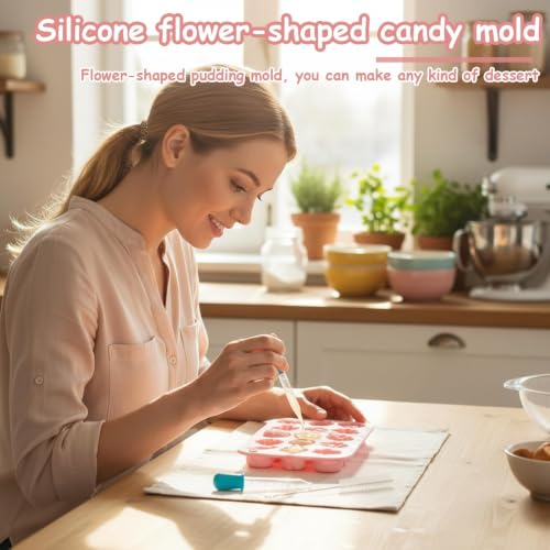 Flower Candy Molds Silicone 2PCS Daisy Rose Tulip Baking Set
